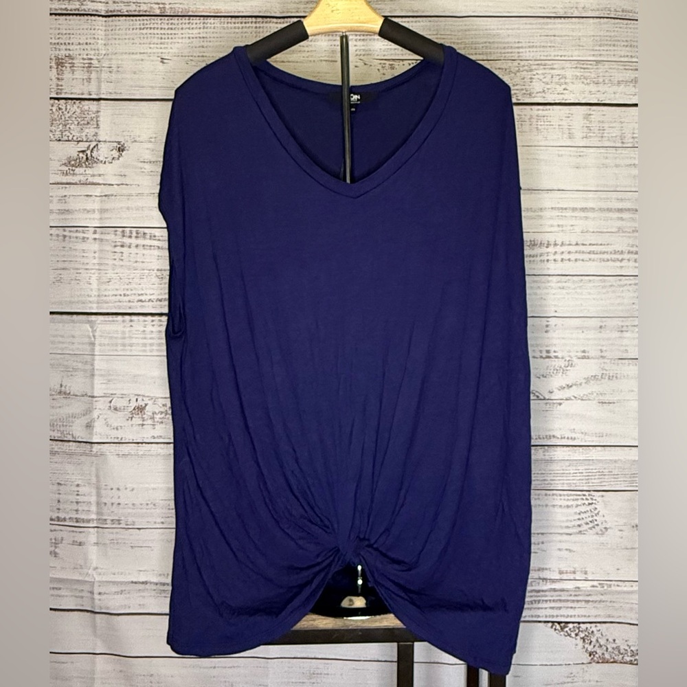 Elegant Navy V-Neck Blouse